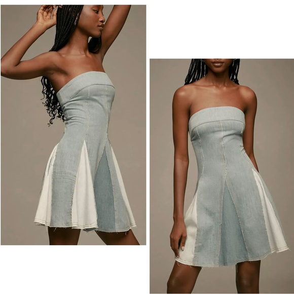 Pilcro Dresses & Skirts - Pilcro Strapless Seamed Denim Mini Dress